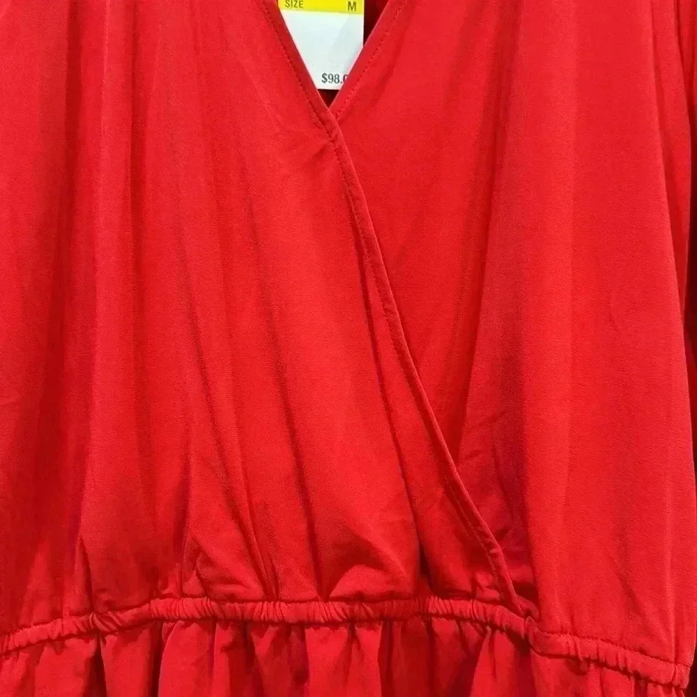 Michael Kors Gold Rhinestone V-Neck Long Sleeve Wrap Top - Size M